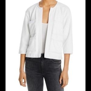 NWOT ATM Anthony Thomas Melillo Terry Cloth Boxy Open Front Cardigan White Sz L